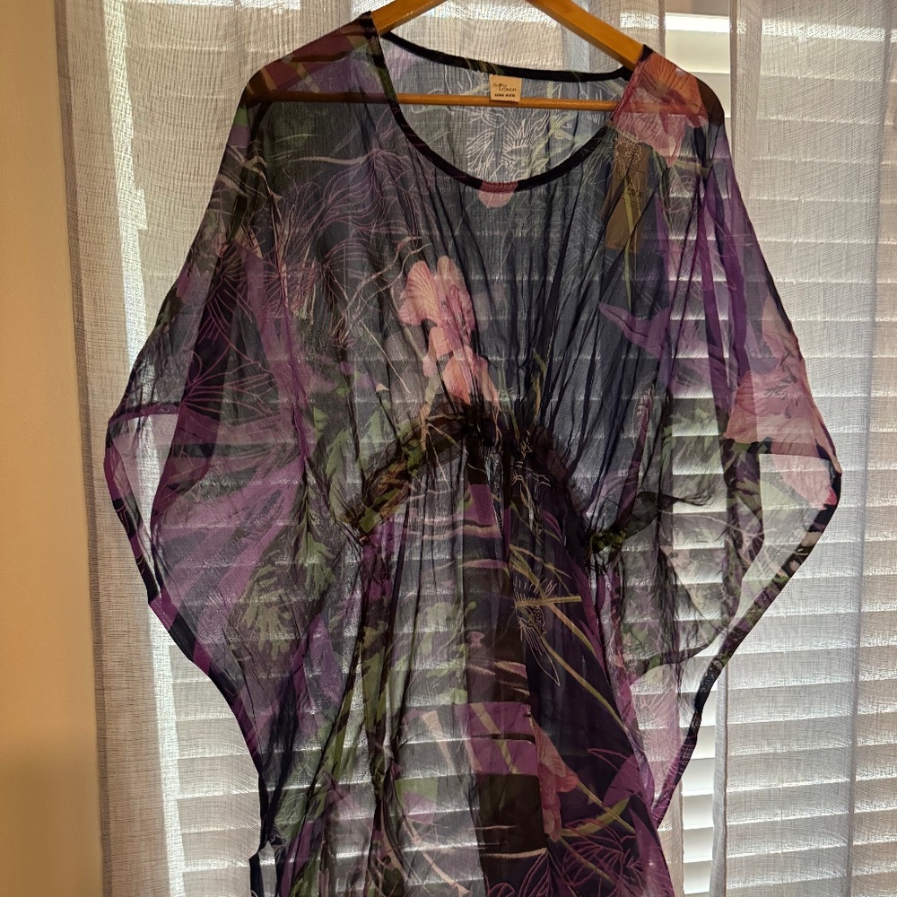 Sexy Sheer tropical cover up swim suit beach top-new with tags-one size